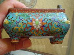 Cloisonne incense burner with mark under.