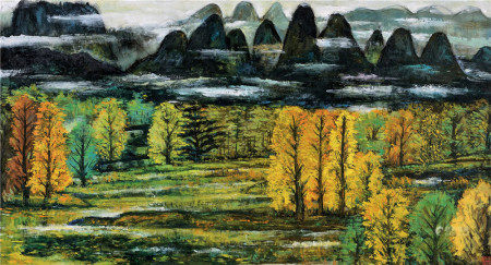 林风眠（1900～1991）  风景 镜框 设色纸本