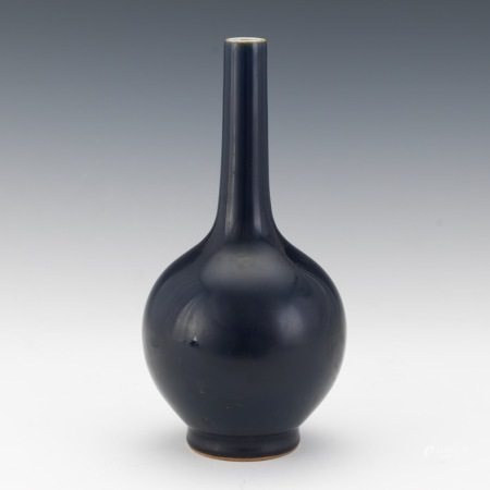 Chinese Porcelain Monochrome Cobalt Blue Glazed Bottle Vase, Kangxi Marks