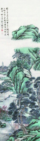 祁井西  山水 立轴 设色纸本