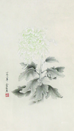 俞致贞  花卉 镜框 设色纸本