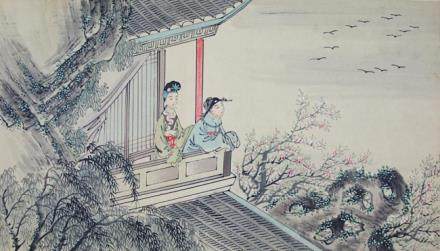 CHINESE PAINTING OF LOVERS ON PAPER