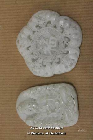 Two Chinese white stone pendants.