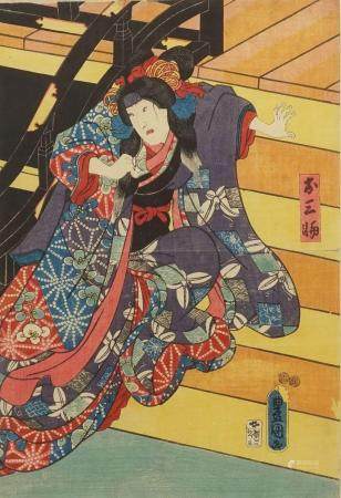 Utagawa Kunisada oder Utagawa Toyokuni II., "Dame auf einer