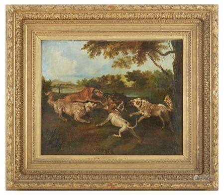 A.MARCOTTE (XIX) La chasse au renard Huile sur toile signée en bas à gauche 50 x 60 [...]