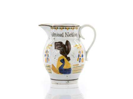 19TH C PEARLWARE NELSON & CAPTAIN BERRY JUG