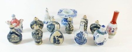 A quantity of miniature oriental vases and snuff boxes