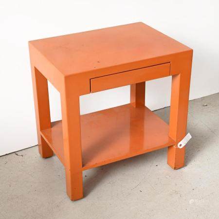 
      Vintage designer orange lacquer parsons table
  