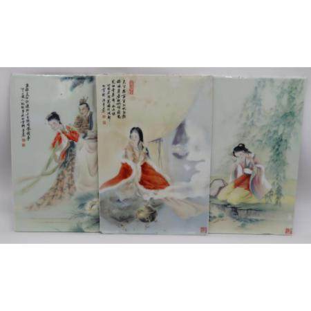 (3) Signed Chinese Porcelain Plaques.