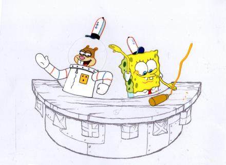 Sandy 珊迪 and SpongeBob 海綿寶寶  from the episode, Karate Choppers, 1999