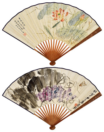 齐白石（1864-1957）、悟莲 葡萄草虫、红荷