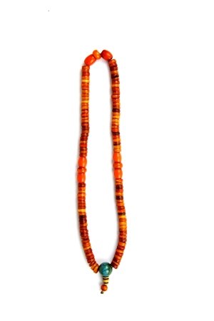 A strand of Tibetan yak bone prayer beads, folded L. 33cm.