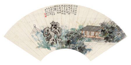 金城（1878～1926）  1925年作 宵夜听琴声 镜片 设色纸本