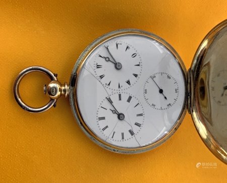 18CT GOLD JEAN-ANTOINE LEPINE FULL HUNTER POCKET WATCH having enamel Turkish, Roman and Arabic