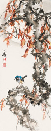  黄幻吾 1906～1985 月夜栖禽 