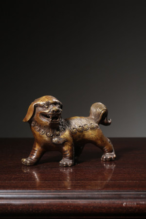 GILT BRONZE CAST 'FOO DOG' FIGURE