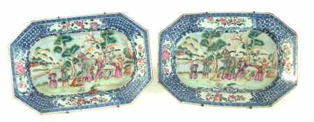 Pair of Chinese meat plates