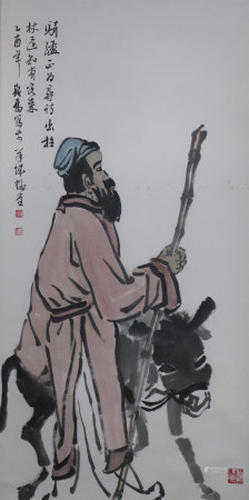 刘斯奋 -- 人物 立轴
广东中山人，广东省政协常委，文联主席、广东画院院长，国家一级作家。