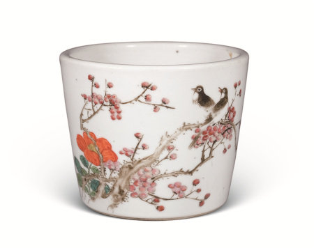 清 粉彩喜上眉梢纹花盆