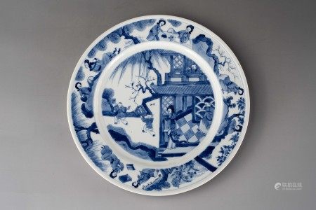 清康熙青花人物图盘