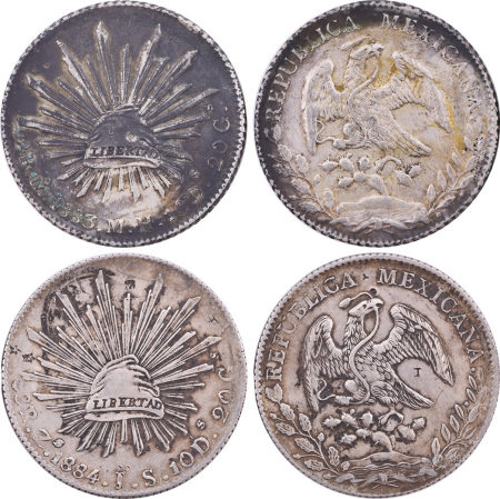墨西哥1883-84年 8R鷹洋 1披索 銀幣。合共2個