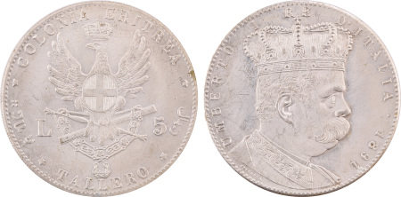 非洲1891年 Eritrea 5L 銀幣