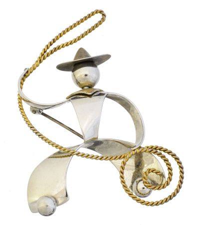 A Charles Horner cowboy brooch,