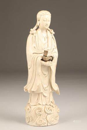 Chinese blanc de chine figure, height 37.5cm.