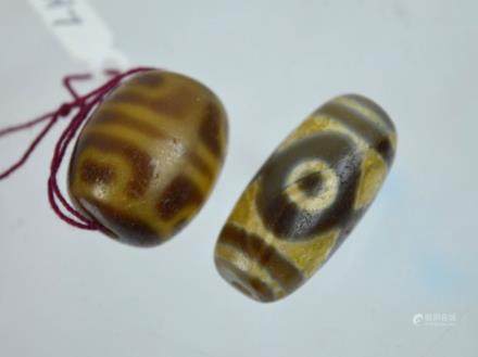 2 - Old Tibetan Dzi Beads