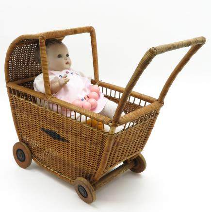 Vintage Doll Stroller with K&W Doll