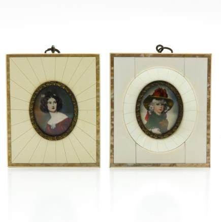 Lot of 2 Miniature Portraits