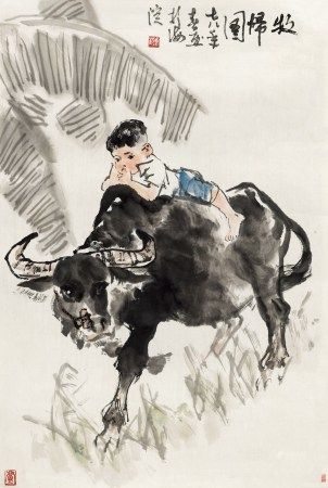 溥儒（1896～1963） 访友图 镜心 设色纸本