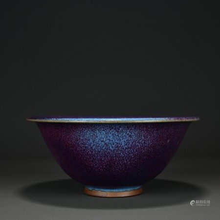 宋钧瓷玫瑰紫斗笠碗