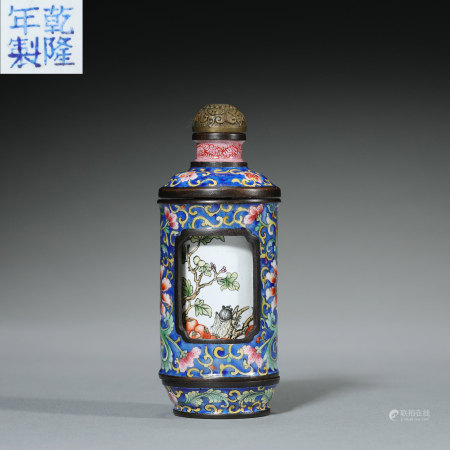  Qing Dynasty, painting with Enamel, turn heart Pot