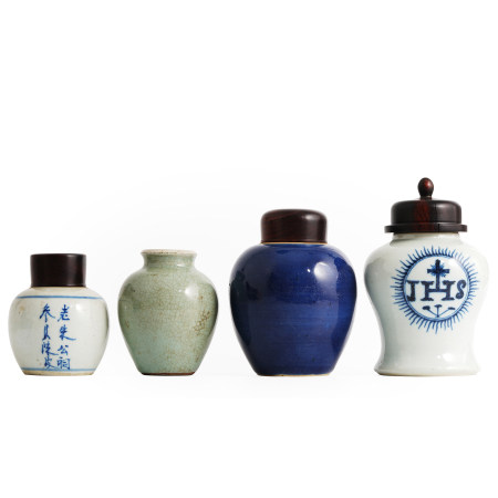 清 各色釉罐四件