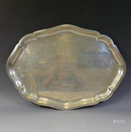 LARGE HEAVY STERLING SILVER SERVING TRAY - 1750 GRAMS