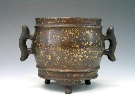 Chinese splash gilt bronze censer.
