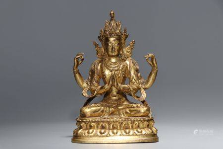 Gold four arms Buddha 鎏金四臂佛