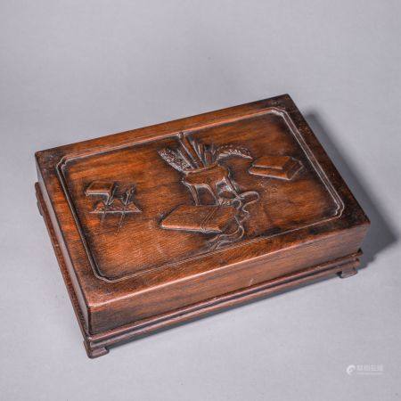 Huanghua pear bogu picture cover box 黄花梨博古图盖盒