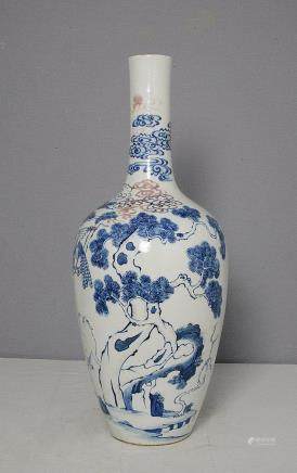 Chinese Blue and White Porcelain Long Neck Vase