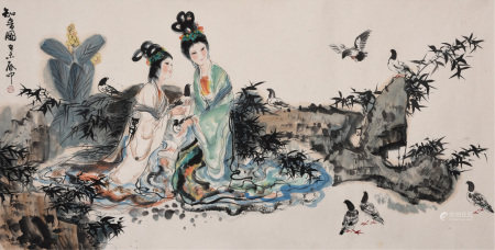 伍启中款 知音图 镜片