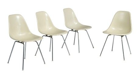 An early í60 set of 4 Eames DSX chairs by Charles & Ray Eames for Herman Miller, H 79 - W 47 cm