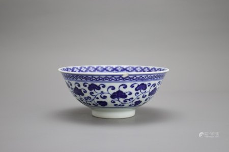 A blue and white Ming style Bowl, six character mark of Qianlong明式青花碗 大清乾隆年制款
