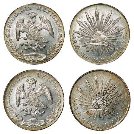 1888年、1894年墨西哥鹰洋银币一组两枚