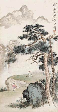 黄君壁 松屋山泉图 立轴