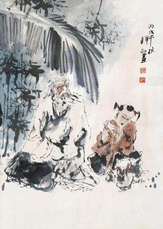 韩敏 品茗图 立轴