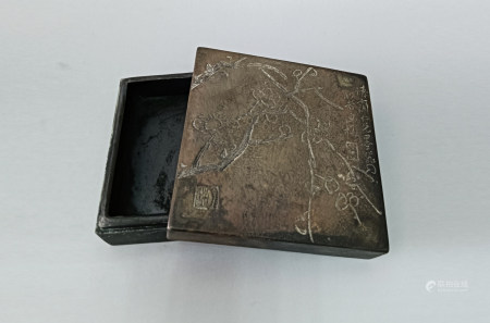 陈师曾款梅花方墨盒