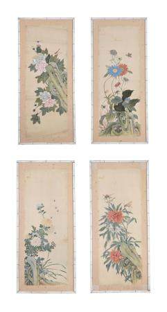 A SET OF FOUR CHINESE PAINTINGS ON SILK