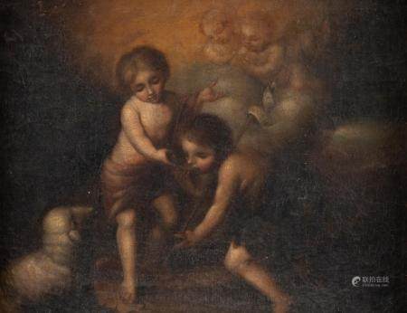 BARTOLOMEO ESTEBAN MURILLO (WOHL NACHFOLGER DES 18. JH.) JESUS UND JOHANNES DER TÄUFER ALS KINDER