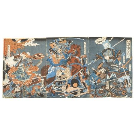 UTAGAWA KUNITSUNA (1805-1868) - 'Battle at Kawanakajima'